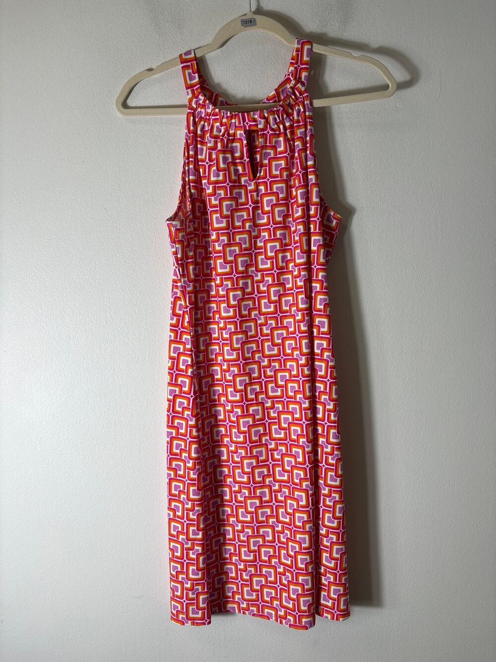 Jude Connally Pink and Orange Geometric Dress Sz M